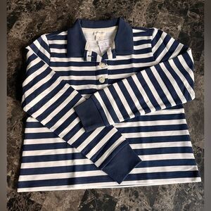 Crewcuts Girls' Striped Polo Shirt Cotton Button Front Small
